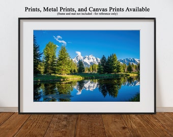 Grand Teton - Schwabacher Landing, vue #3 - estampes, gravures métalliques, toile