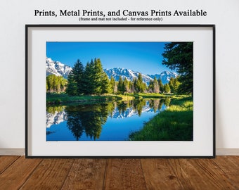 Grand Teton - Schwabacher Landing, vue #2 - estampes, gravures métal, toile