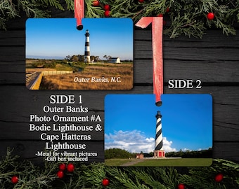 Outer Banks - Kerstornament - 2-zijdig - Vuurtorens - Bodie - Cape Hatteras