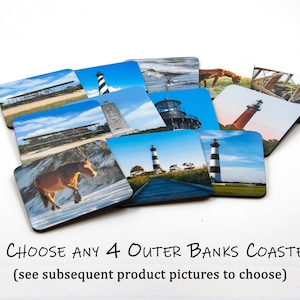 You Choose ANY 4 OBX (Outer Banks)  Hardboard Coasters
