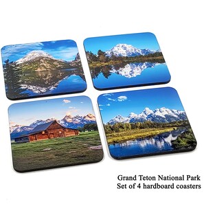 Set of 4 Grand Teton N.P.  Hardboard Coasters, Grand Teton