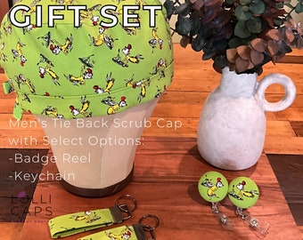 Set de regalo de gorro quirúrgico con diseño de huevos verdes y jamón del Dr. Seuss: gorro con lazo para hombre