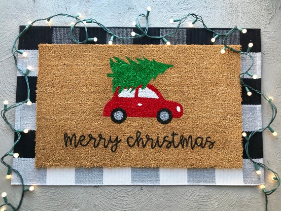 Merry Christmas Doormat Personalized Doormat Custom Doormat Welcome Mat Front Door Mat Christmas Doormat Christmas Decor