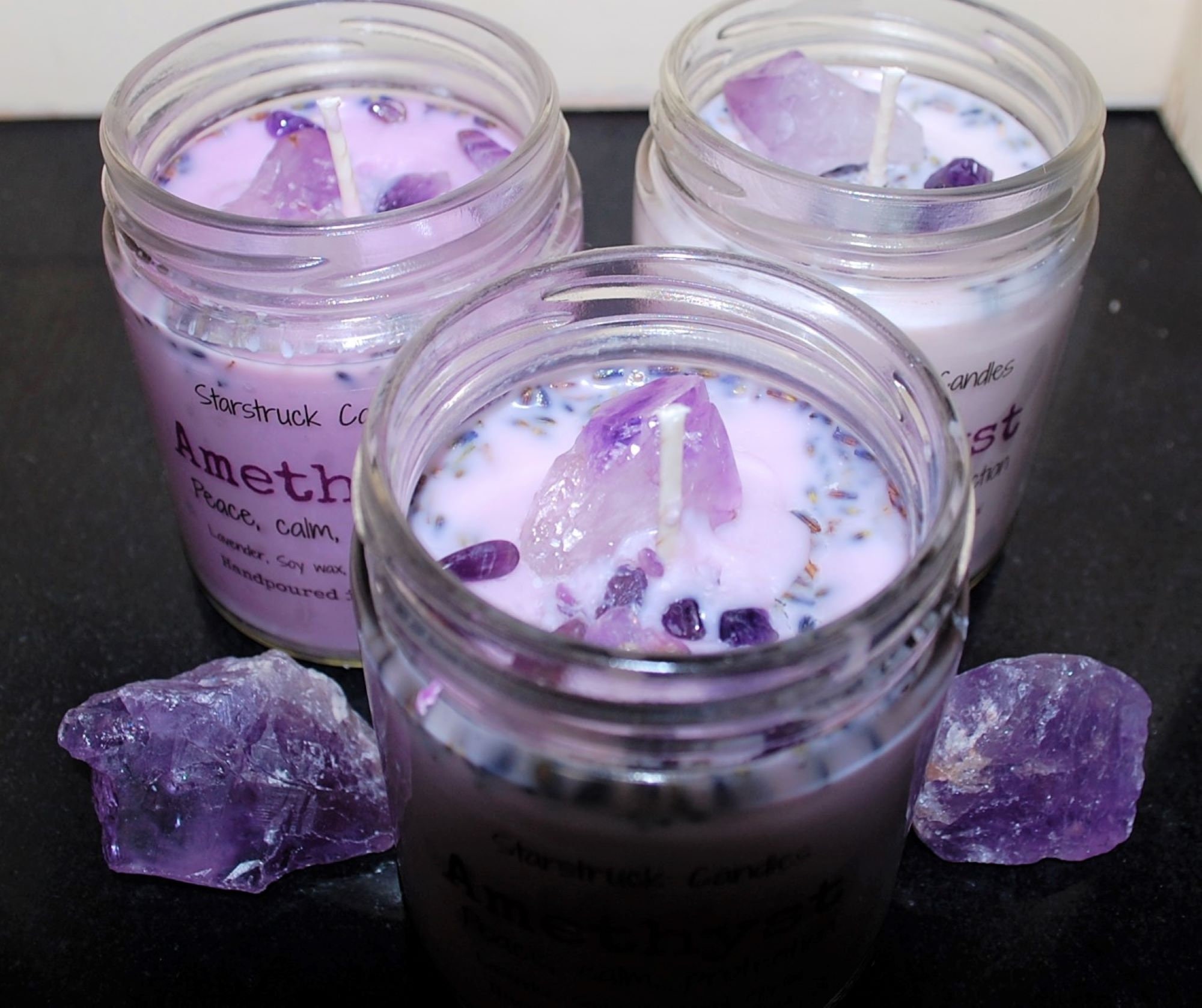 Candles with crystals in them . Crystal candle . Amethyst Etsy