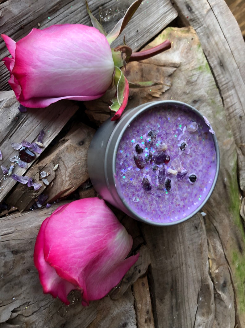 Candles With Crystals and Herbs. Anxiety Crystal Candle . Etsy