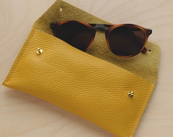 Personalized Leather Glasses Case: Colourful Metallic Sunglasses Case.