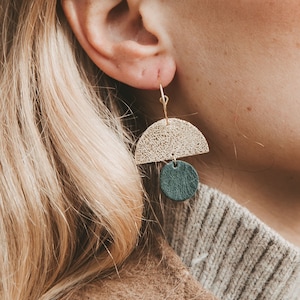 Leather Earrings in Gold with Copper Orange, Lilac, Dark Green, Bronze or Red. Sunrise Hoop Earrings a beautiful gift for her in new colours