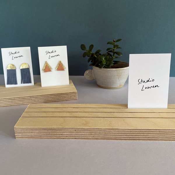 3 Rows Ply Wood Card Display Stand for earrings, greeting cards, prints, postcards - wooden display stand for craft fairs markets