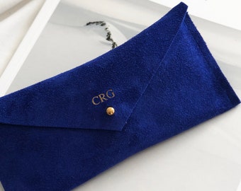 Personalised Ultramarine Suede Glasses Case