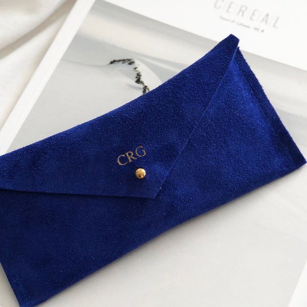 Personalised Ultramarine Suede Glasses Case