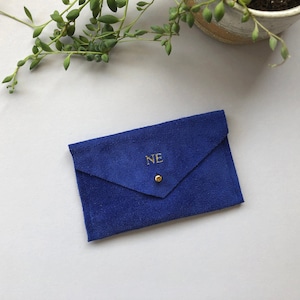 Personalised Ultramarine Blue Suede Card Holder