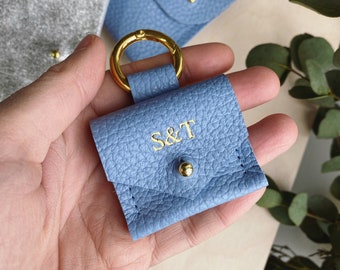 Personalised Leather Ring Pouch with Clip: Gym, Swim, Travel