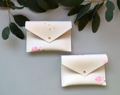 Recycled Leather Purse - Pink Gold. Handmade eco-friendly pouch hand painted in Cornwall, recycled leather wallet in white, gold and pink.