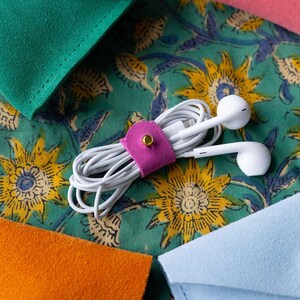 Cable Tidy Pouch Set. In-Ear Headphone Case. Personalised Wired Earphone Holder. image 3