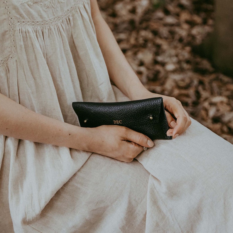 Black Leather Glasses Case, Olive Green Reading Glasses Case, Cream Leather Eye Glasses Case, Burgundy Leather Pouch, Christmas gift. image 2