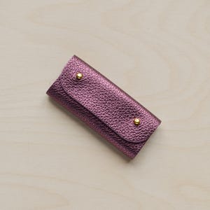 Mini Leather Sewing Needle Case: Colourful Sewing Birthday Gift Metallic Berry