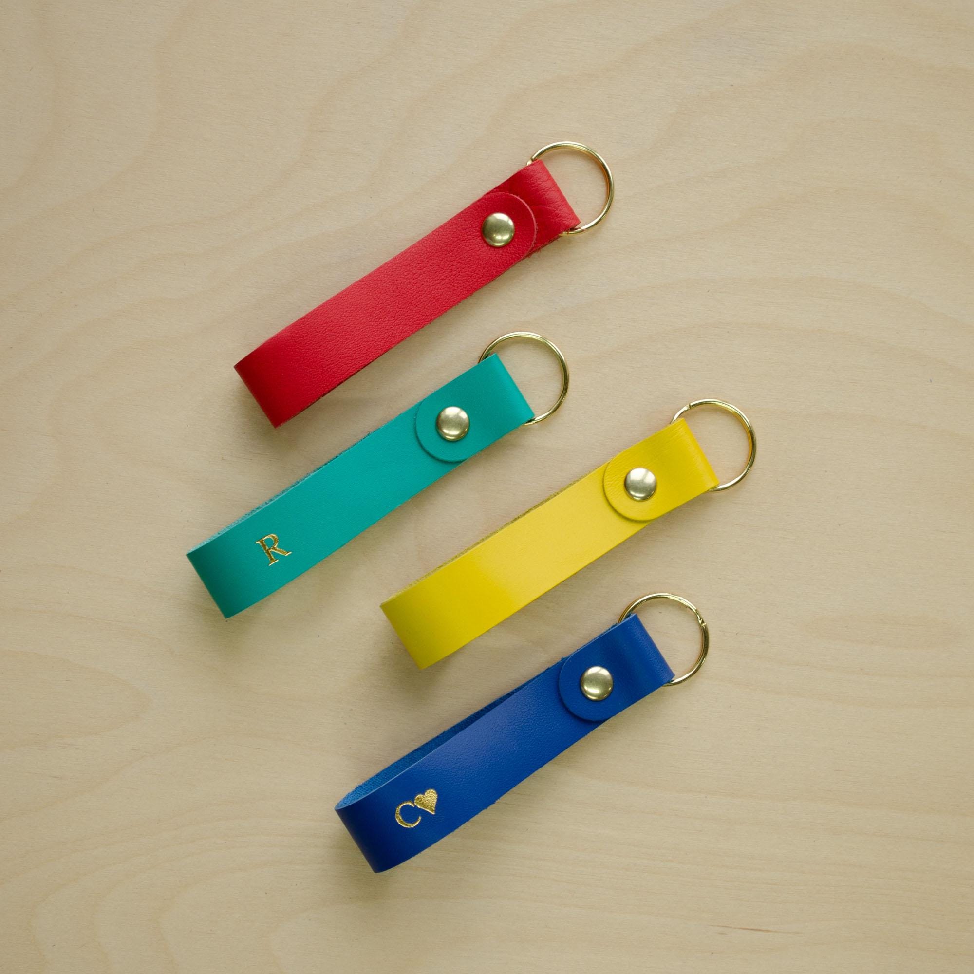 Key Rings Colored Personalised Leather Keyring: Colourful Loop Keychain for Keys - Etsy