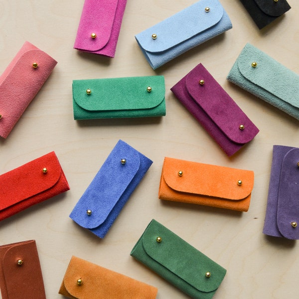 Personalised Suede Sewing Needle Case: Crafter Gift for Birthdays