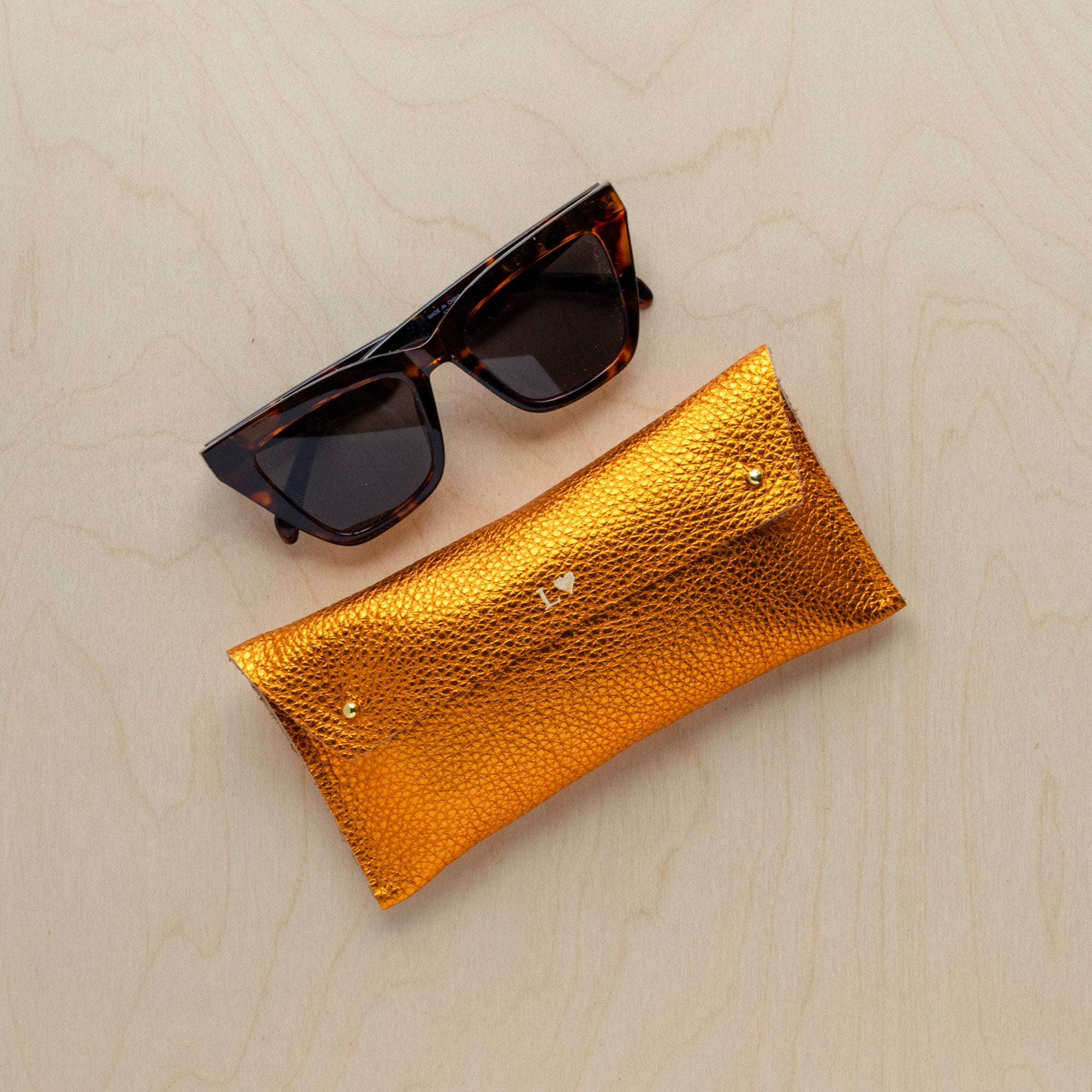 Metallic Rust Orange Leather Glasses Case, Copper Eyeglasses Pencil Case Or Leather Wallet. Personalised Gift
