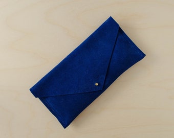 Personalised Ultramarine Blue Suede Clutch Purse