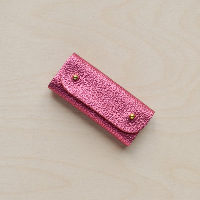 Mini Leather Sewing Needle Case: Colourful Sewing Birthday Gift Metallic Rose