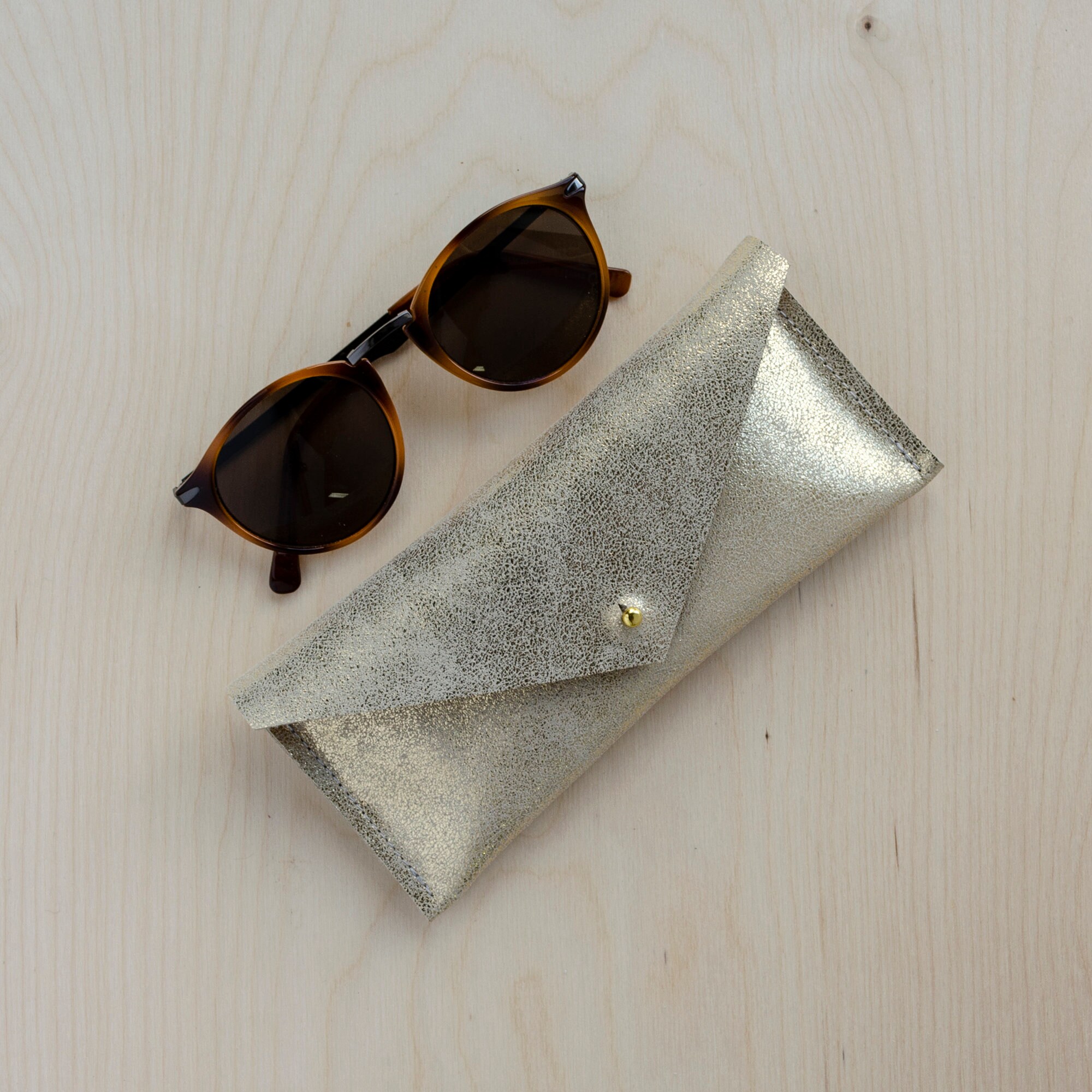 Gold Leather Glasses Case Spectacles Case for Her Personalised Sunglasses Case in Gold Silver or Bronze. Gift for Them. Etsy