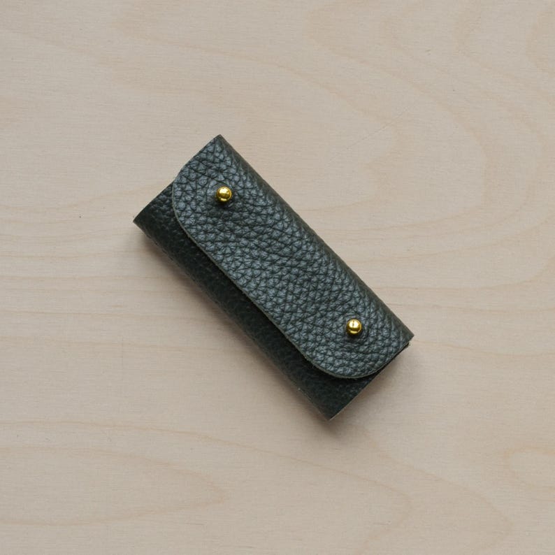 Mini Leather Sewing Needle Case: Colourful Sewing Birthday Gift Pine Green