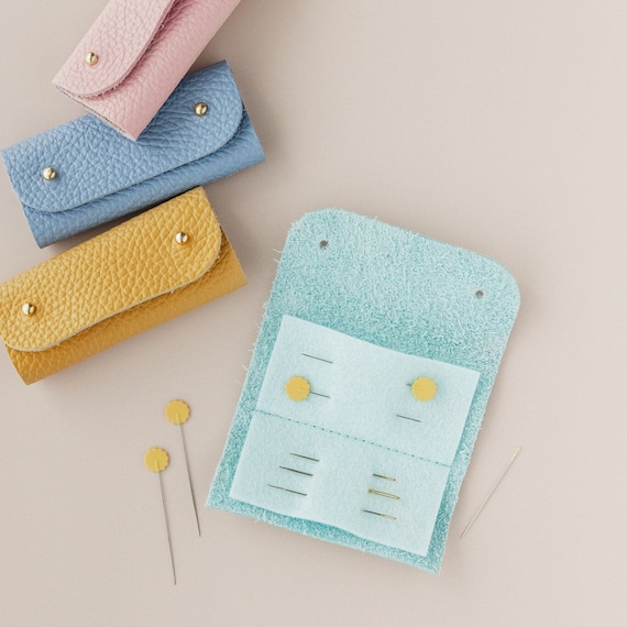 Mini Leather Sewing Needle Case: Colourful Sewing Birthday Gift