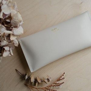 Personalised Recycled Leather White Cream Clutch Bag. Bride Clutch Bag or Bridesmaid Gifts. Beautiful birthday gift for her. image 5