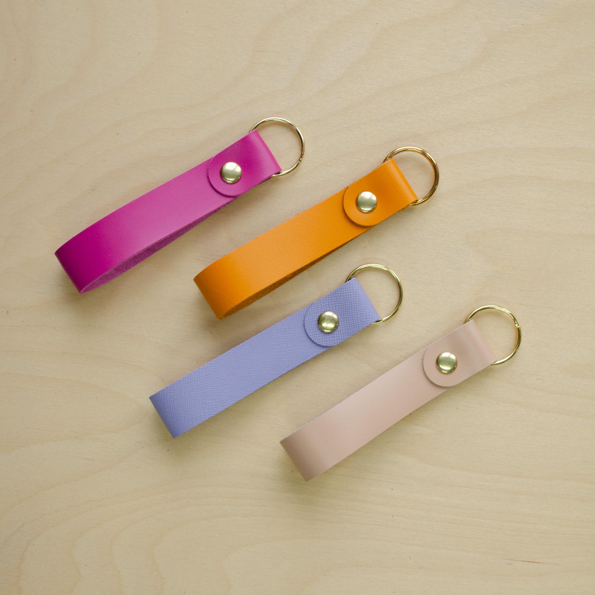 Key Rings Colored Personalised Leather Keyring: Colourful Loop Keychain for Keys - Etsy