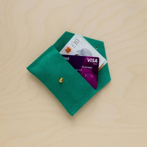 Personalised Suede Card Holder, Colourful envelope pouch or travel card wallet. Cobalt Blue Minimalist business card holder or purse.