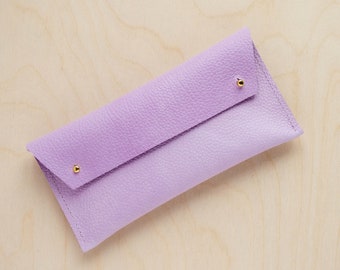 Lilac Leather Glasses Case, Purple Leather Eyeglasses Case for Sunglasses and reading glasses. A birthday gifts for her.