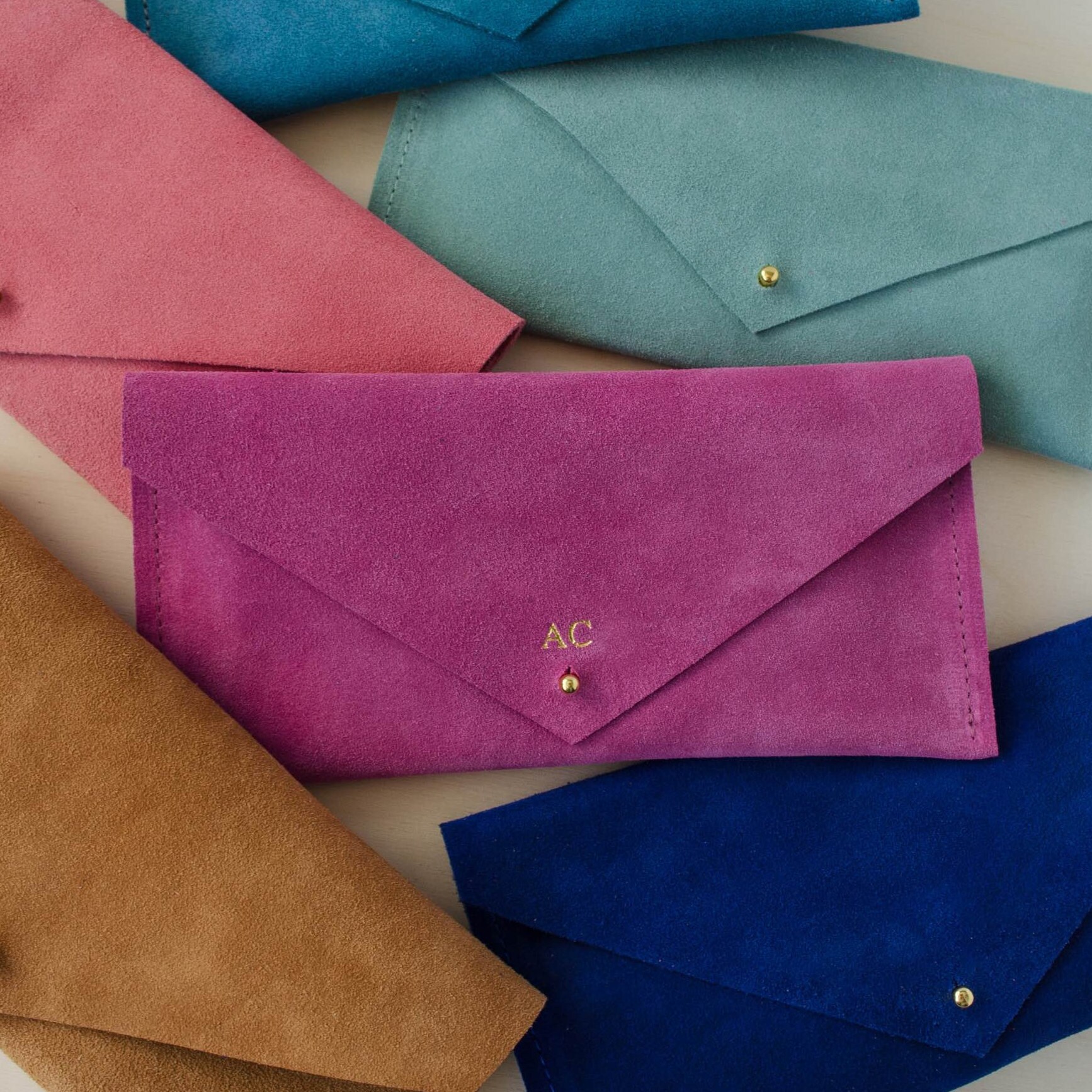 thumbnail image 2 of A2ZUKFASHION Women's Faux Suede Clutch Bag – Multicoloured Plain – Detachable Chain – Wedding Party Evening Handbag – UK Made 2 of 5
