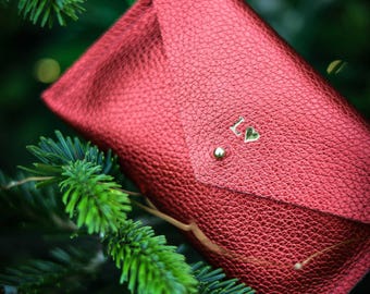 Metallic Leather Envelope Wallet: Personalised Italian Leather Minimalist Purse