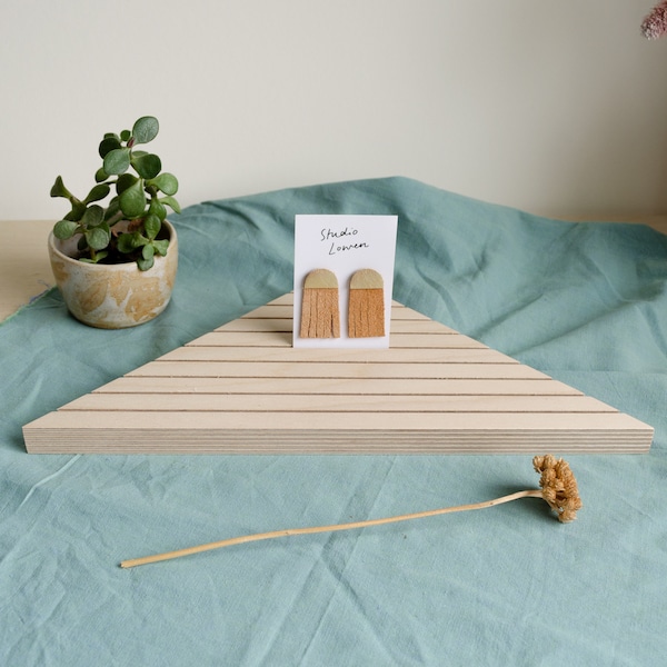 Corner Plywood Card Display Stand for earrings, greeting cards, prints postcards - wooden display stand for craft fairs markets
