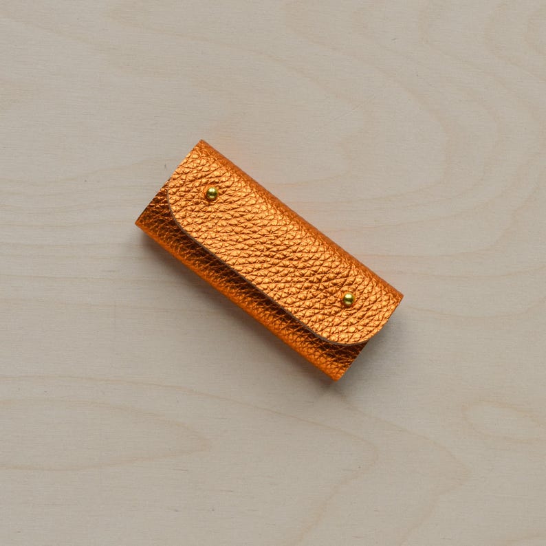 Mini Leather Sewing Needle Case: Colourful Sewing Birthday Gift Metallic Copper