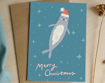 Christmas Seal "Merry Christmas" Card - Buy 1 or Pack of 4