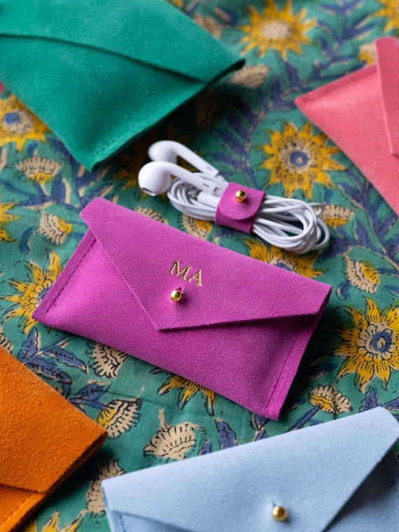 Cable Tidy Pouch Set. In-Ear Headphone Case. Personalised Wired Earphone Holder.