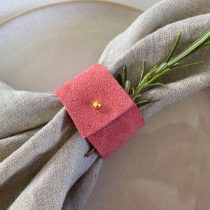 Colourful Suede Leather Napkin Ring in Tan Brown, Blue, Pink, Gold and Mint Green for Wedding Table Setting, Rainbow or Festival Theme image 8