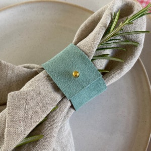 Colourful Suede Leather Napkin Ring in Tan Brown, Blue, Pink, Gold and Mint Green for Wedding Table Setting, Rainbow or Festival Theme image 6