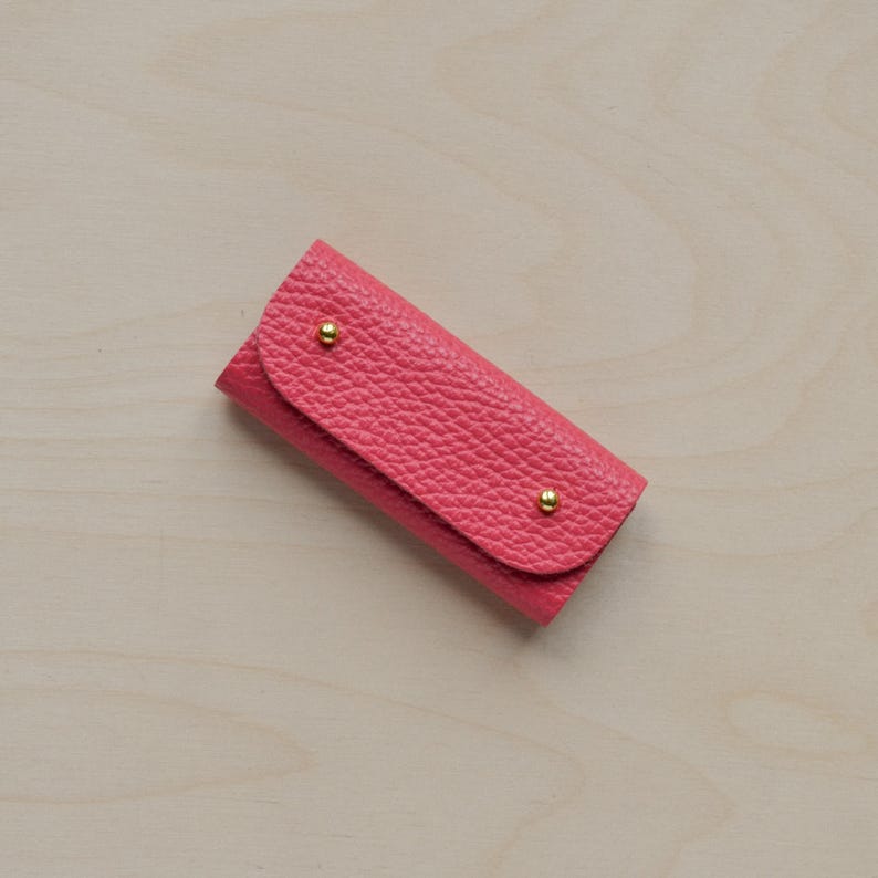 Mini Leather Sewing Needle Case: Colourful Sewing Birthday Gift Raspberry Pink