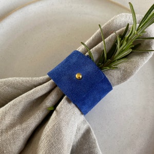 Colourful Suede Leather Napkin Ring in Tan Brown, Blue, Pink, Gold and Mint Green for Wedding Table Setting, Rainbow or Festival Theme image 9