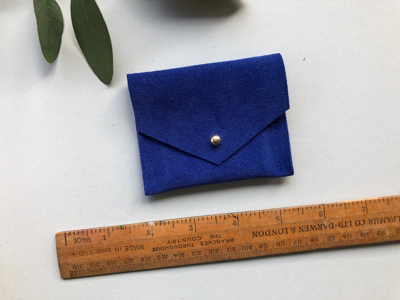 Square Business Card Holder In Ultramarine Blue Genuine Suede Etsy
