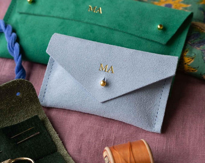 Personalized Suede Compact Notions Pouch: Craft Supply Storage