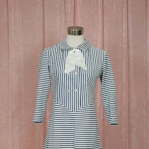 Vintage 60s Blue and Cream Stripe Dress