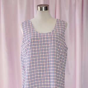 60s Style Mod Plaid Print Shift Dress Pinafore