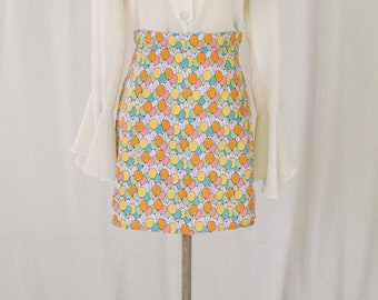 Rainbow Balloon Print Mini Pencil Skirt – Y2K Party Style High Waist Sugarcane