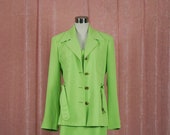 Lime Green Polka 90 39 s Dress with Matching Coat 70s style Safari