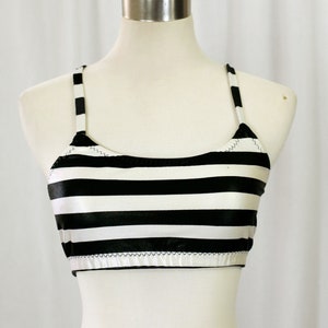 90s Black and White Striped Swim Top Swimsuit