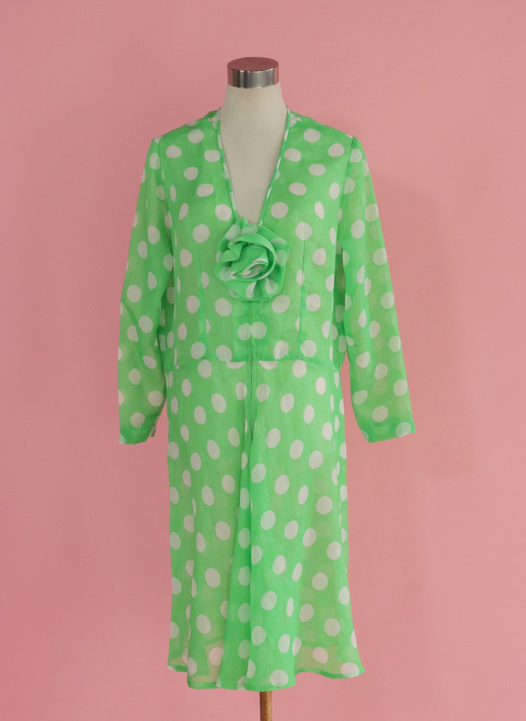 Green And White Polka Dot Dress
